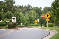 roundabout in a residential neighborhood