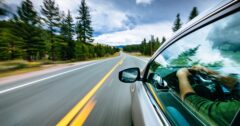 driver speeding on road