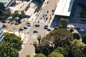 overhead shot during daytime of intersection